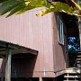 Stairs and covered outdoor area of the Prism Light Cottage.